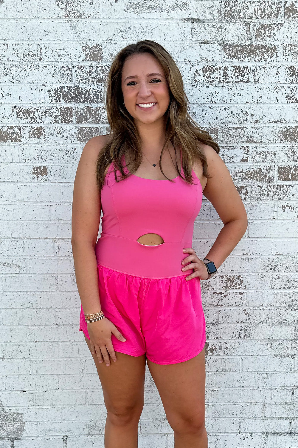 Athletic Cut Out Romper Pink – Truly Yours