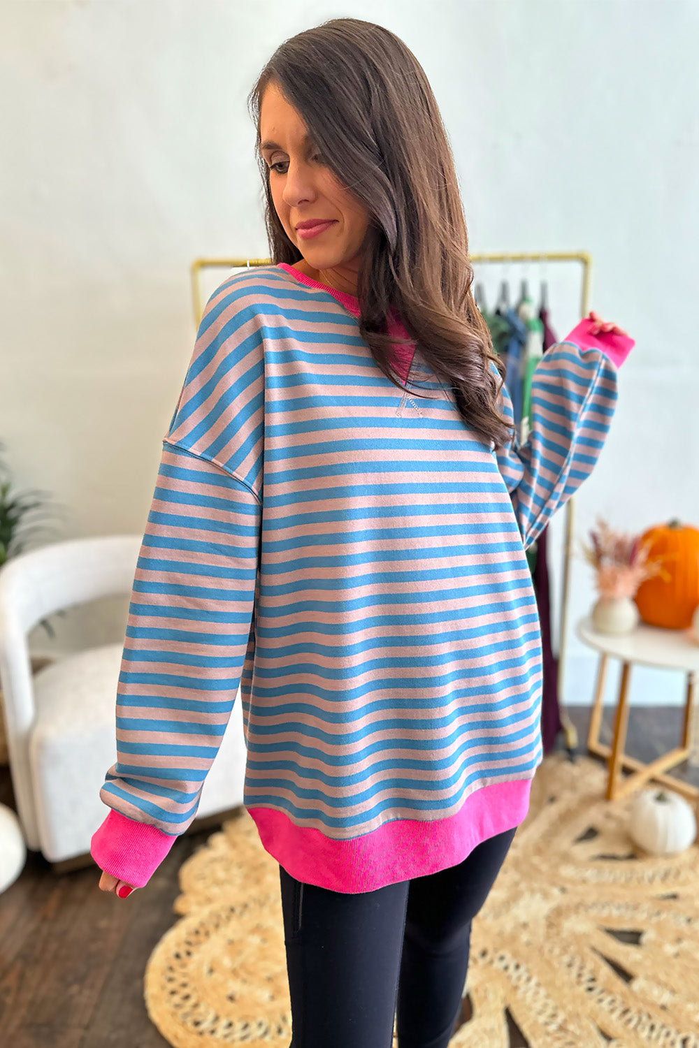 Blue and Pink Stripe Sweatshirt Truly Yours