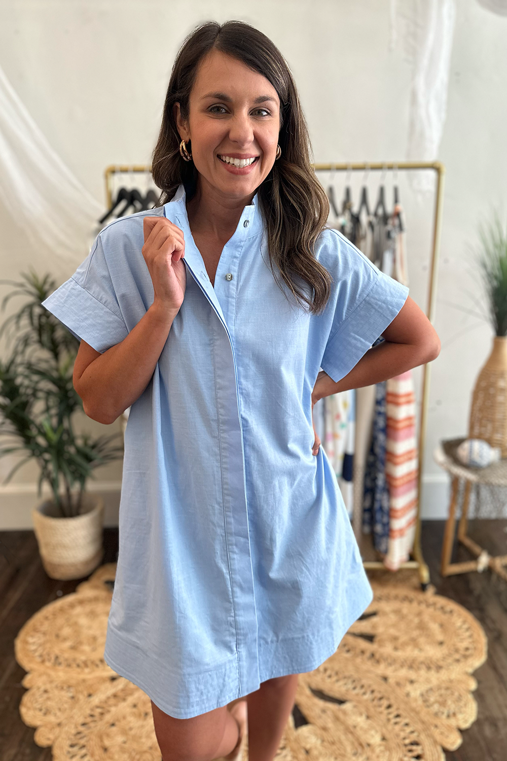 Light Blue Wide Short Sleeve Dress Light Blue Wide Short Sleeve Dress