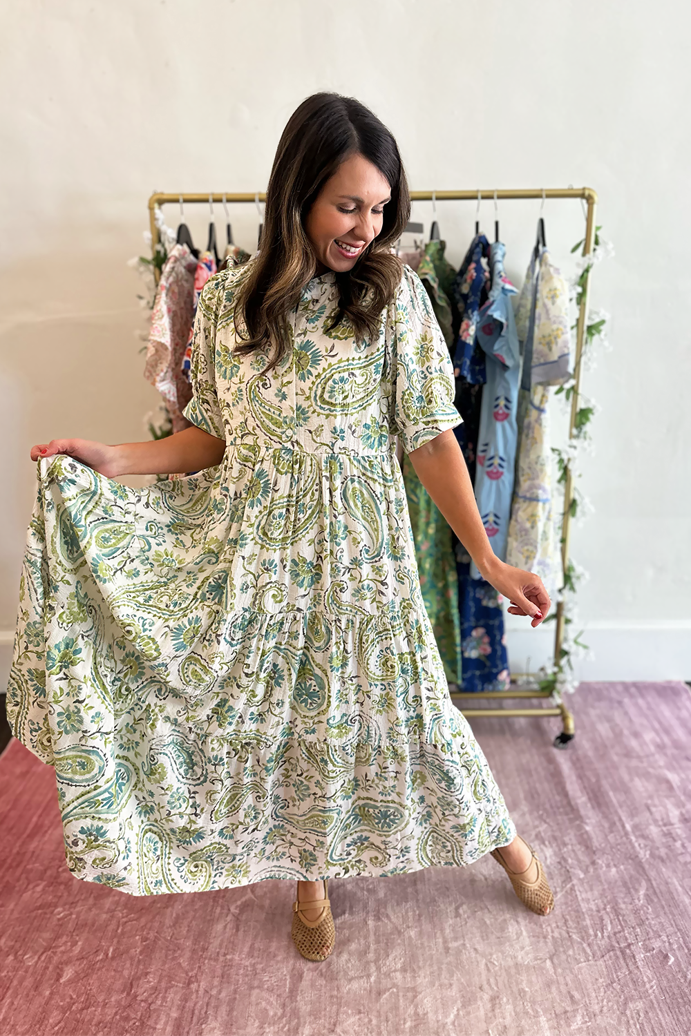 Green & Blue Paisley Midi Dress | Truly Yours Green & Blue Paisley Midi Dress | Truly Yours