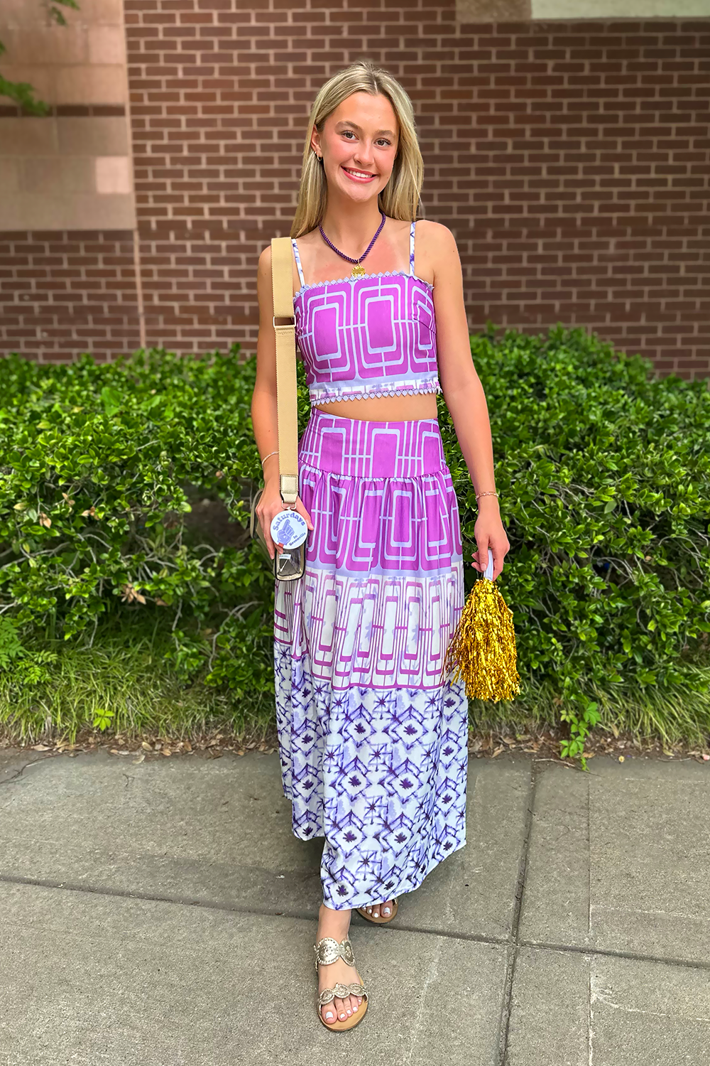 Purple Crop Top & Midi Skirt Set