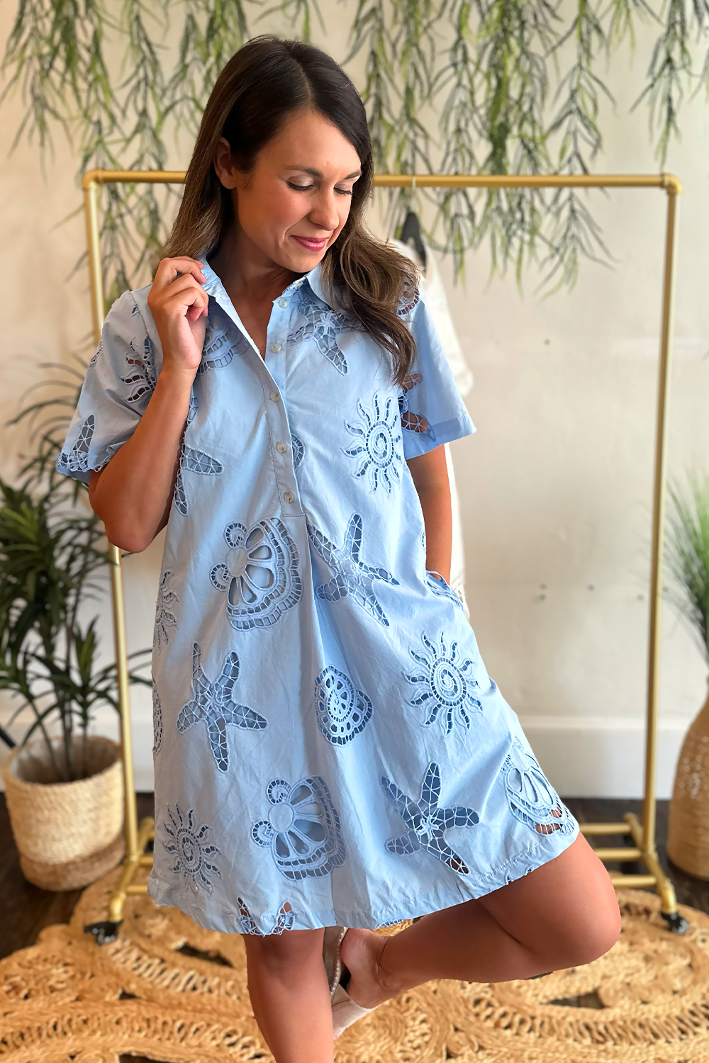 blue lace shirt dress Viktor&Rolf Blue Oversized Lace Shirt Dress