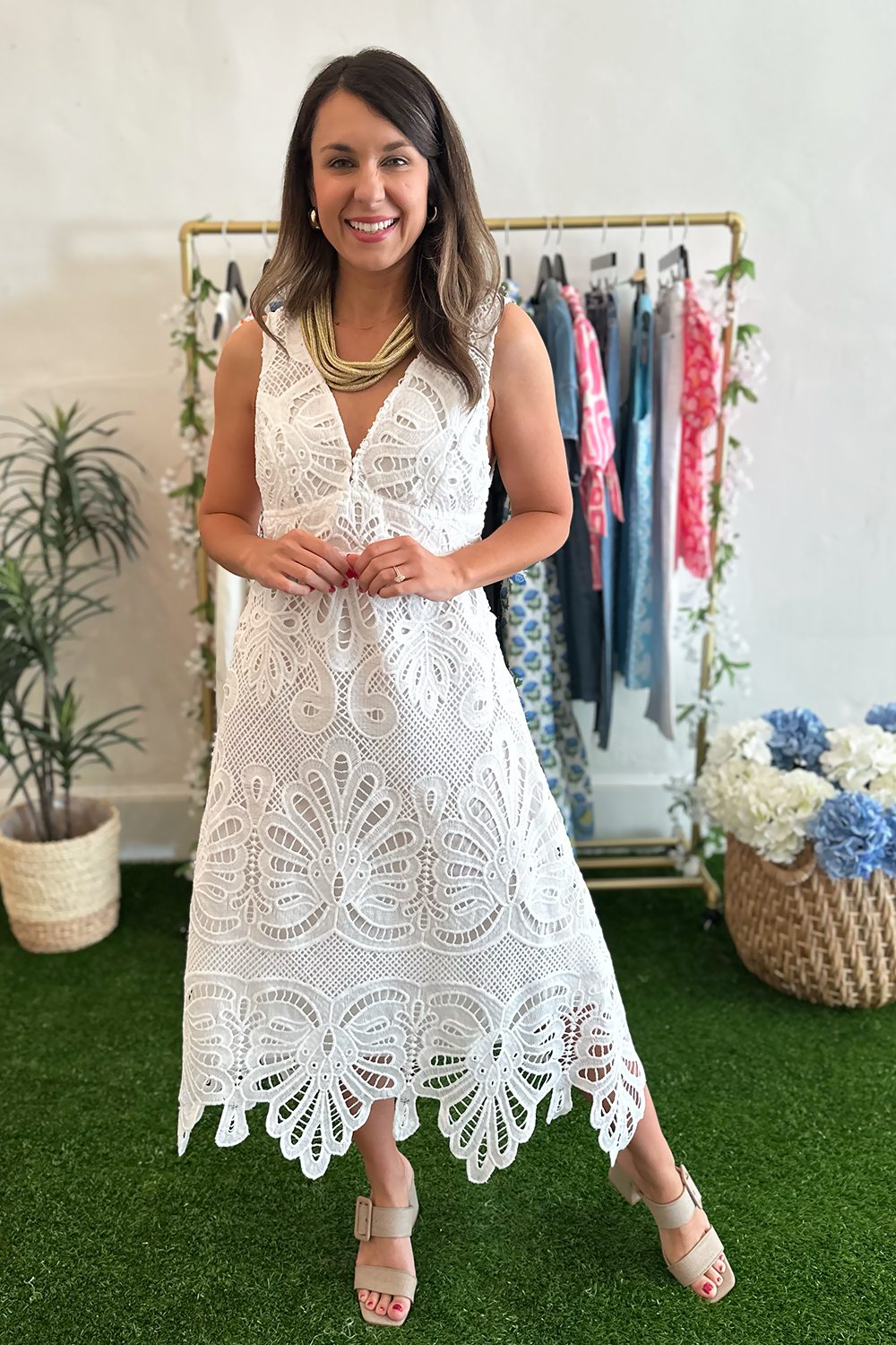 overall midi dress White Lace Dress Shirt Size:19.5/36-37 dress_navy adding functionality to its The Vianne | Dusty