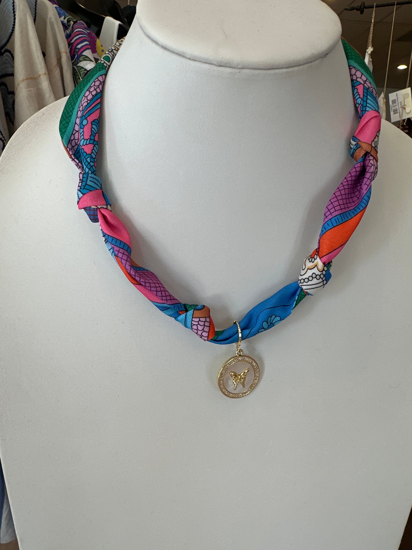 Scarf Necklace w Charm