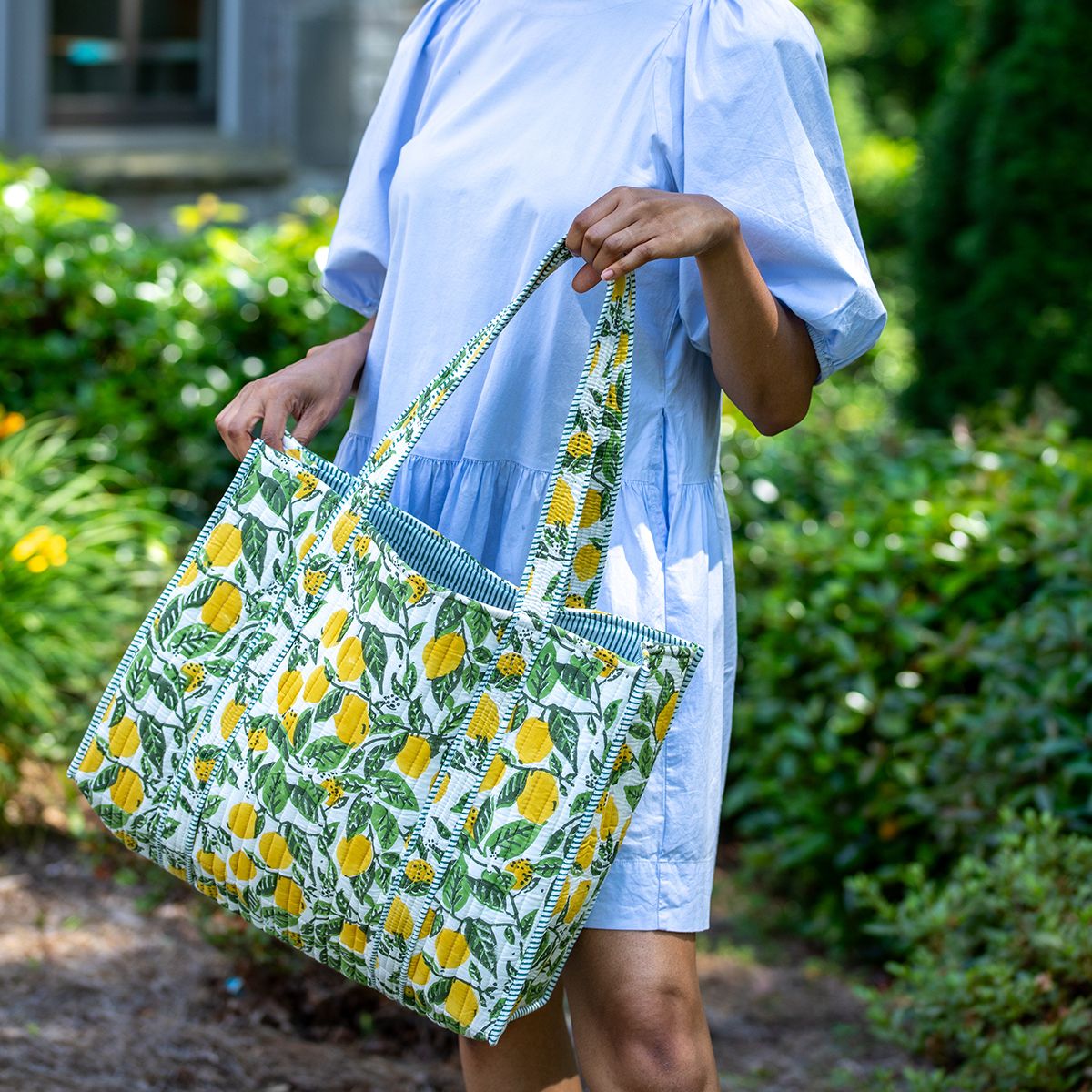 Quilted Printed Tote Bag