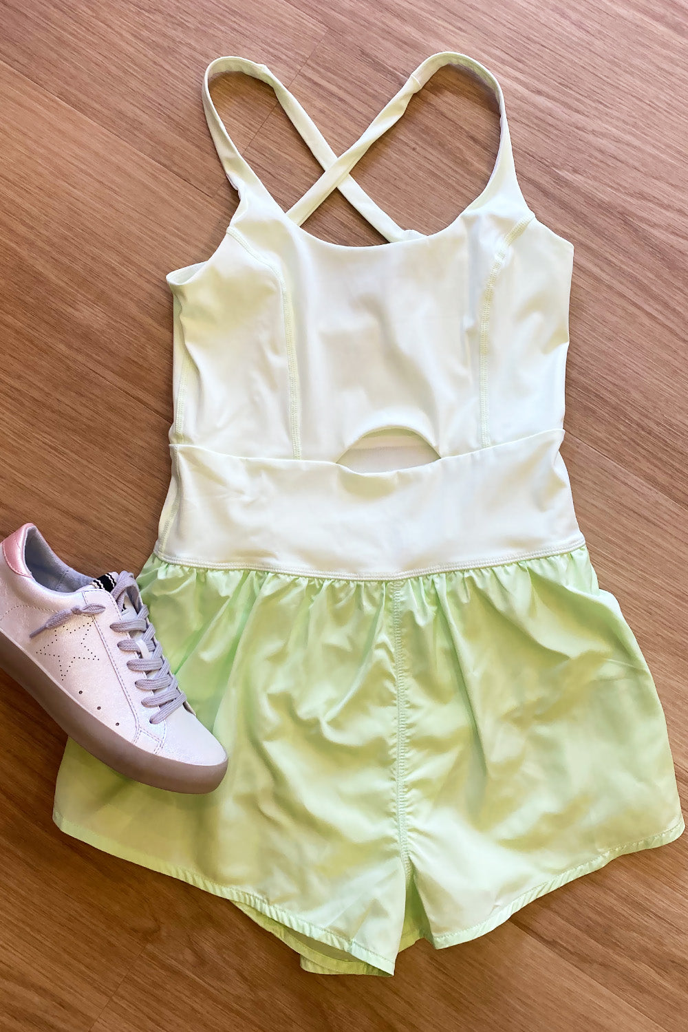 Athletic Cut Out Romper Lime