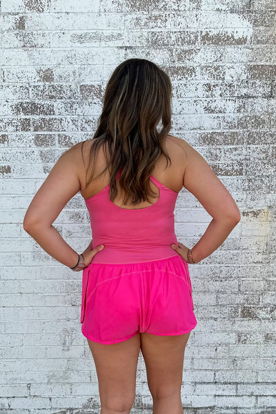 Athletic Cut Out Romper Pink