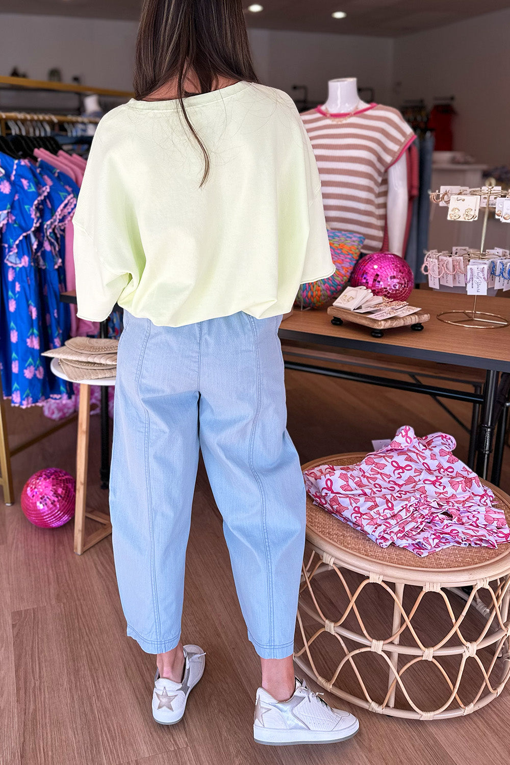 Chambray Barrel Pant