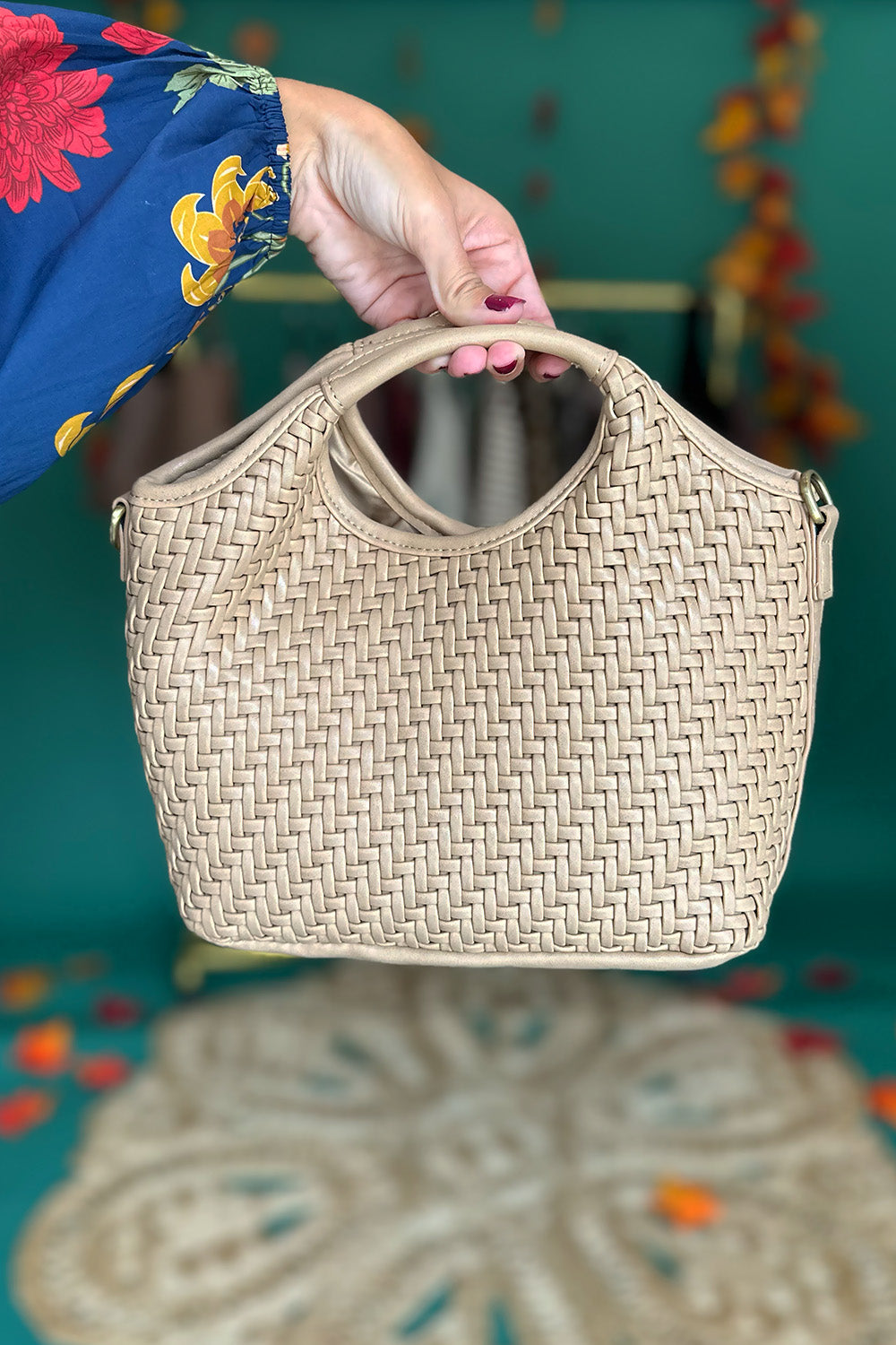 Woven Tote Crossbody Bag