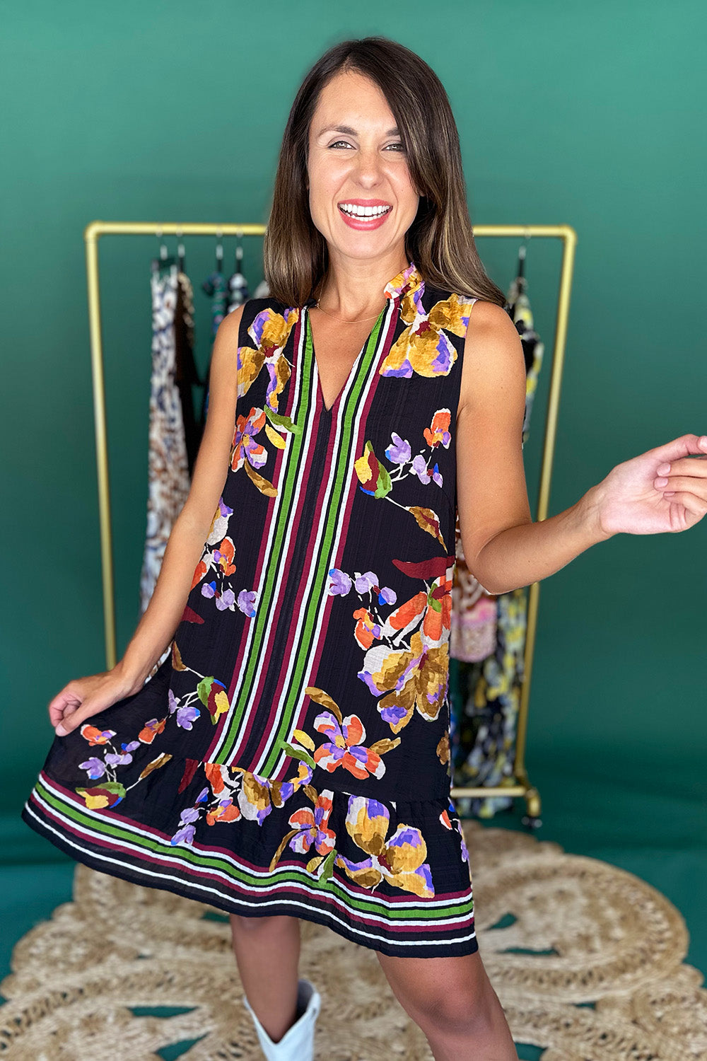 Black Floral Sleeveless Dress