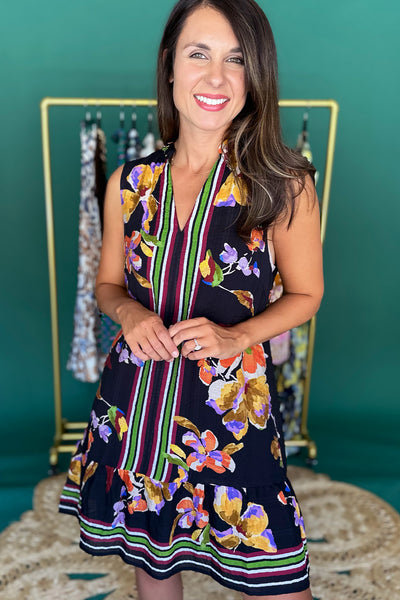 Black Floral Sleeveless Dress