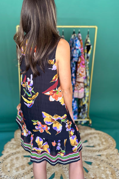 Black Floral Sleeveless Dress