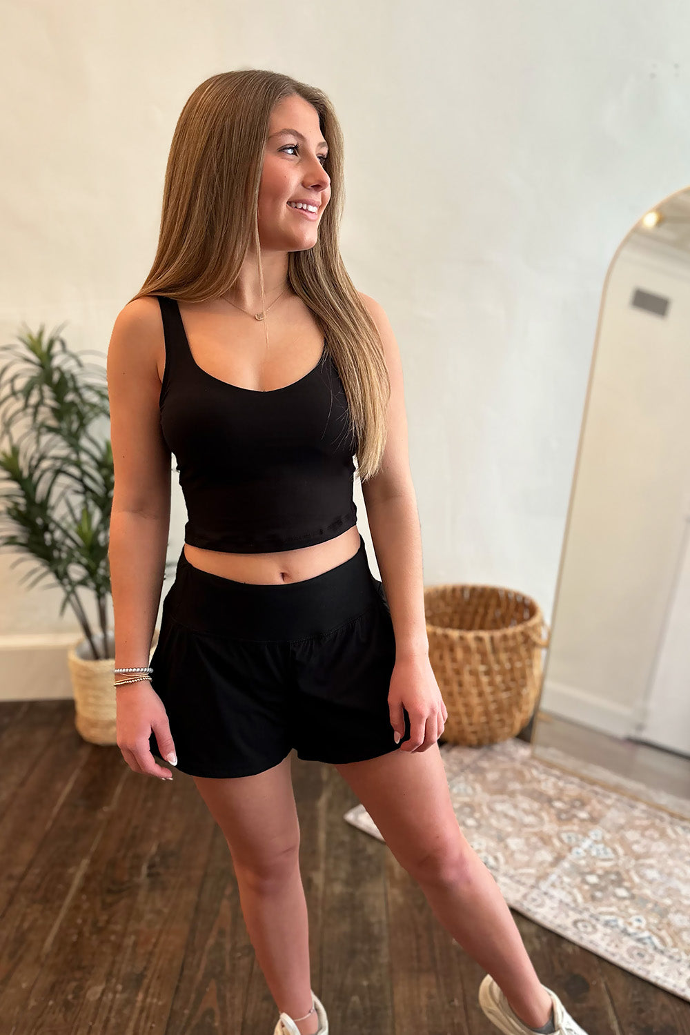 Black Vneck Athletic Crop