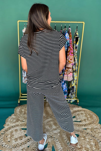 Black Stripe Top and Pants Set