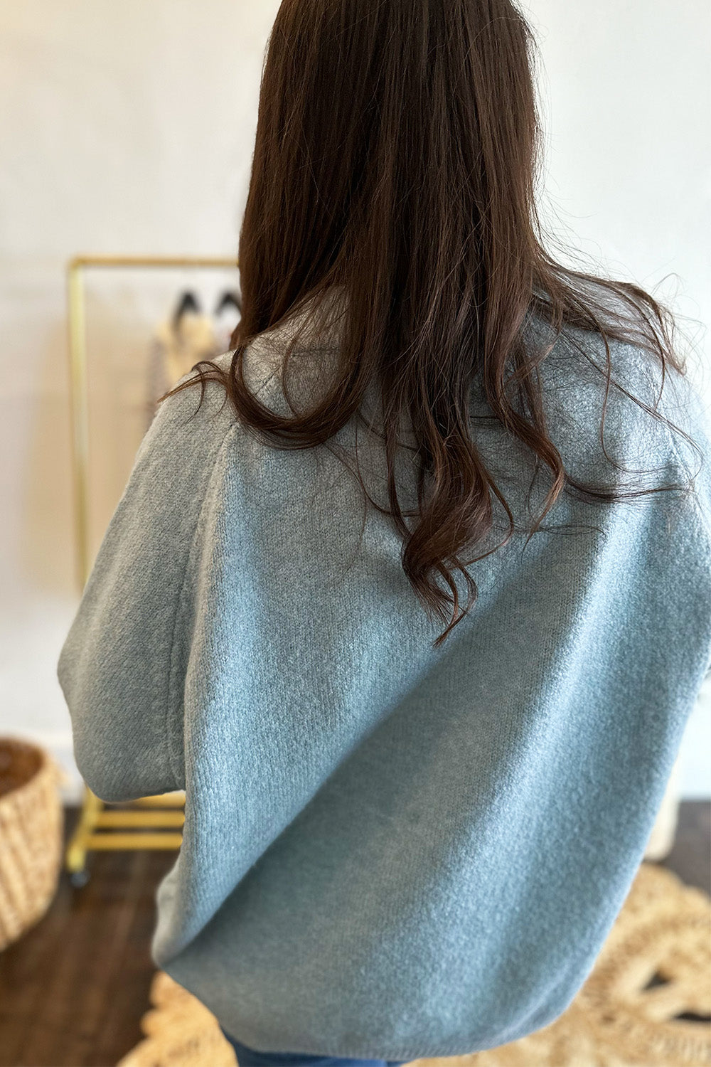 Sage Button Neck Sweater