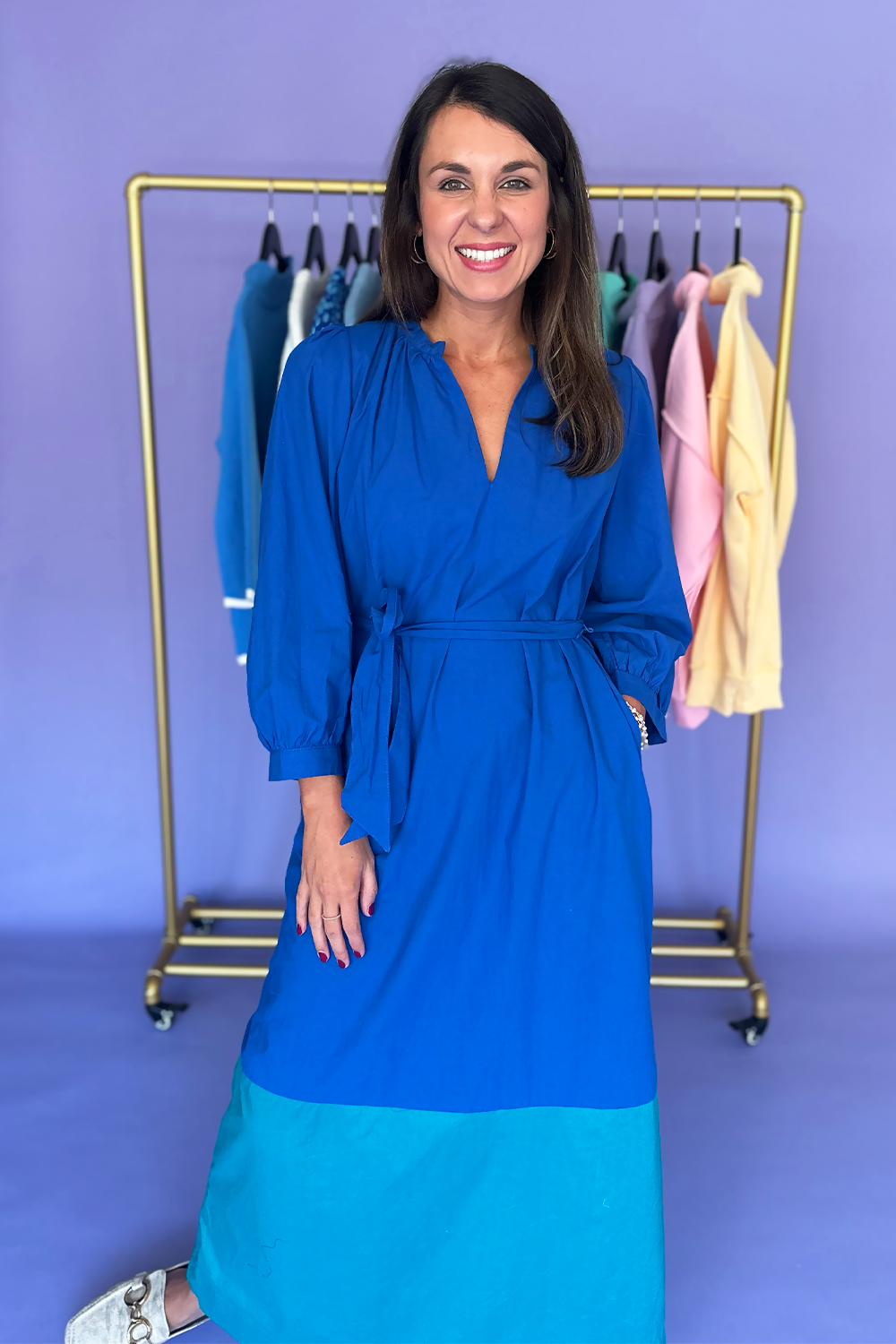 aqua blue maxi dress Blue Aqua Color Block Maxi Dress