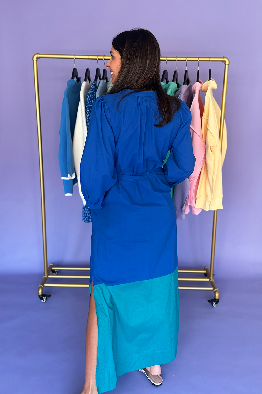aqua blue maxi dress Blue Aqua Color Block Maxi Dress
