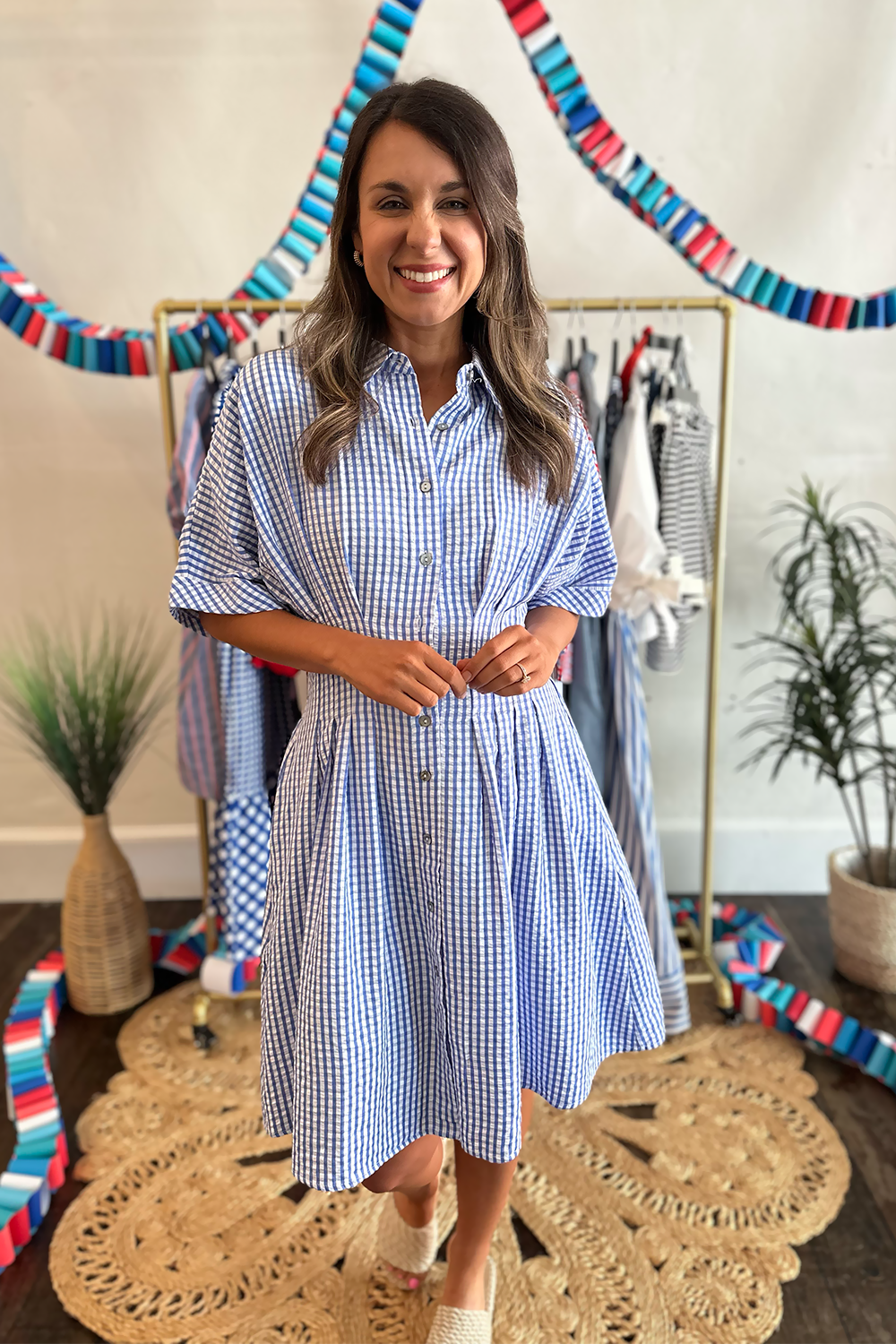 dark blue gingham dress Navy Gingham Chelsea Collar Dress | Women's Dresses