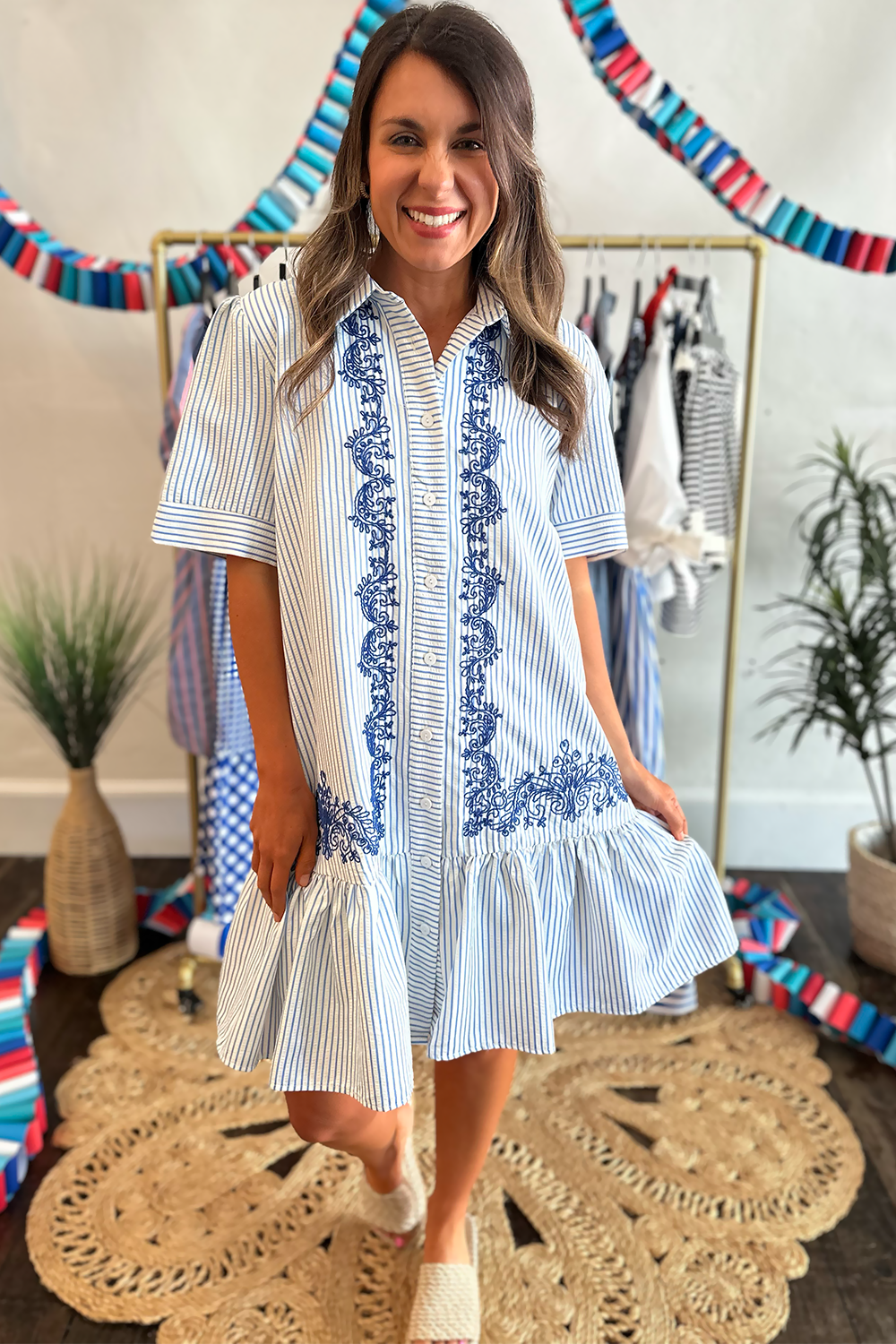 sachin and babi light blue dress Adrianna Papell Embroidered Floral Mesh Fit & Flare White Dress (Size 10)