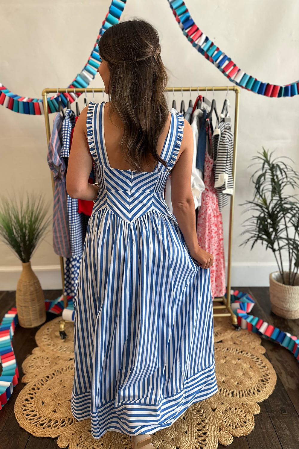 stripe maxi dress Tia Linkar Women's Olive Satin Bandeau Stripe Maxi Dress
