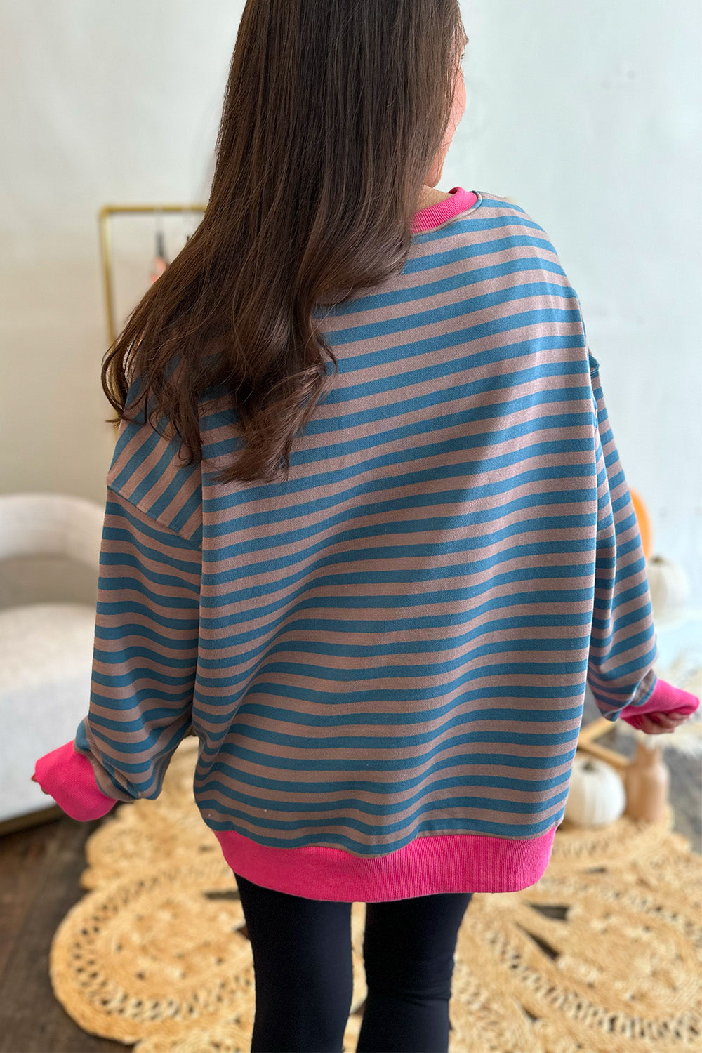 Blue and Pink Stripe Sweatshirt