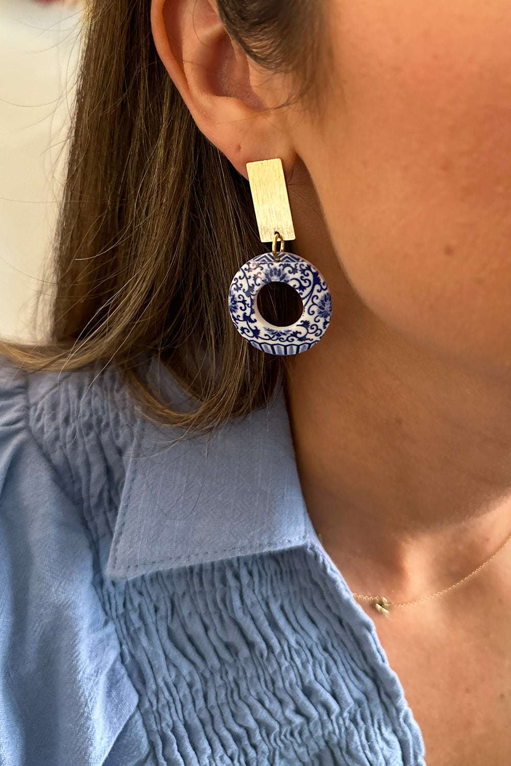 Chinoiserie Circle Bar Earrings