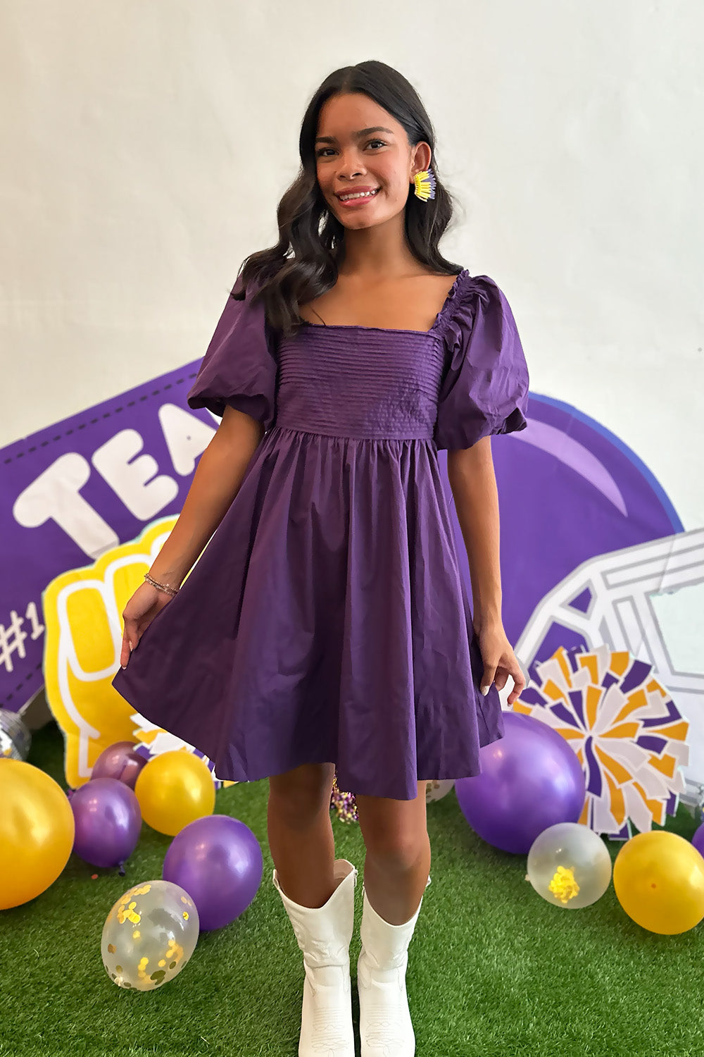 Purple Tie Back SS Dress
