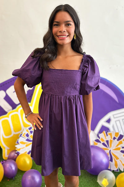 Purple Tie Back SS Dress