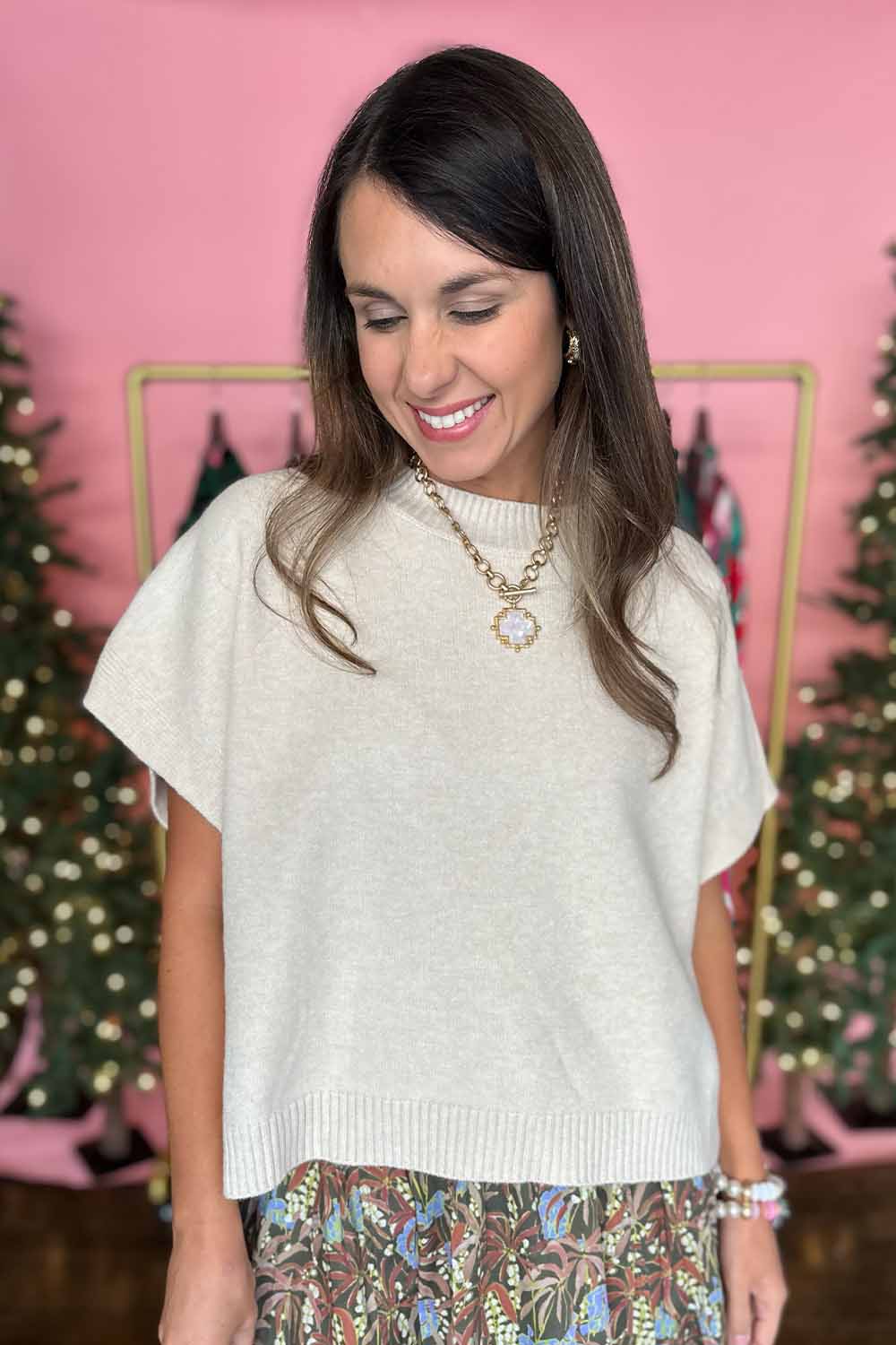 Boxy Drop Shoulder SS Sweater Natural