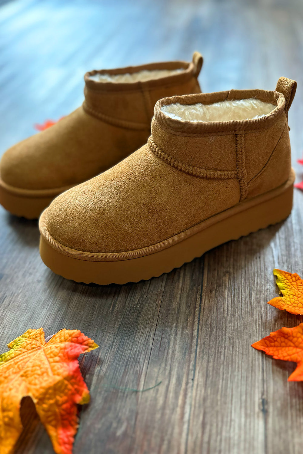 Breckenridge Ankle Fur Boots Chesnut