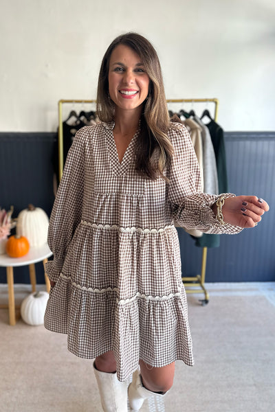 Brown Gingham Dress
