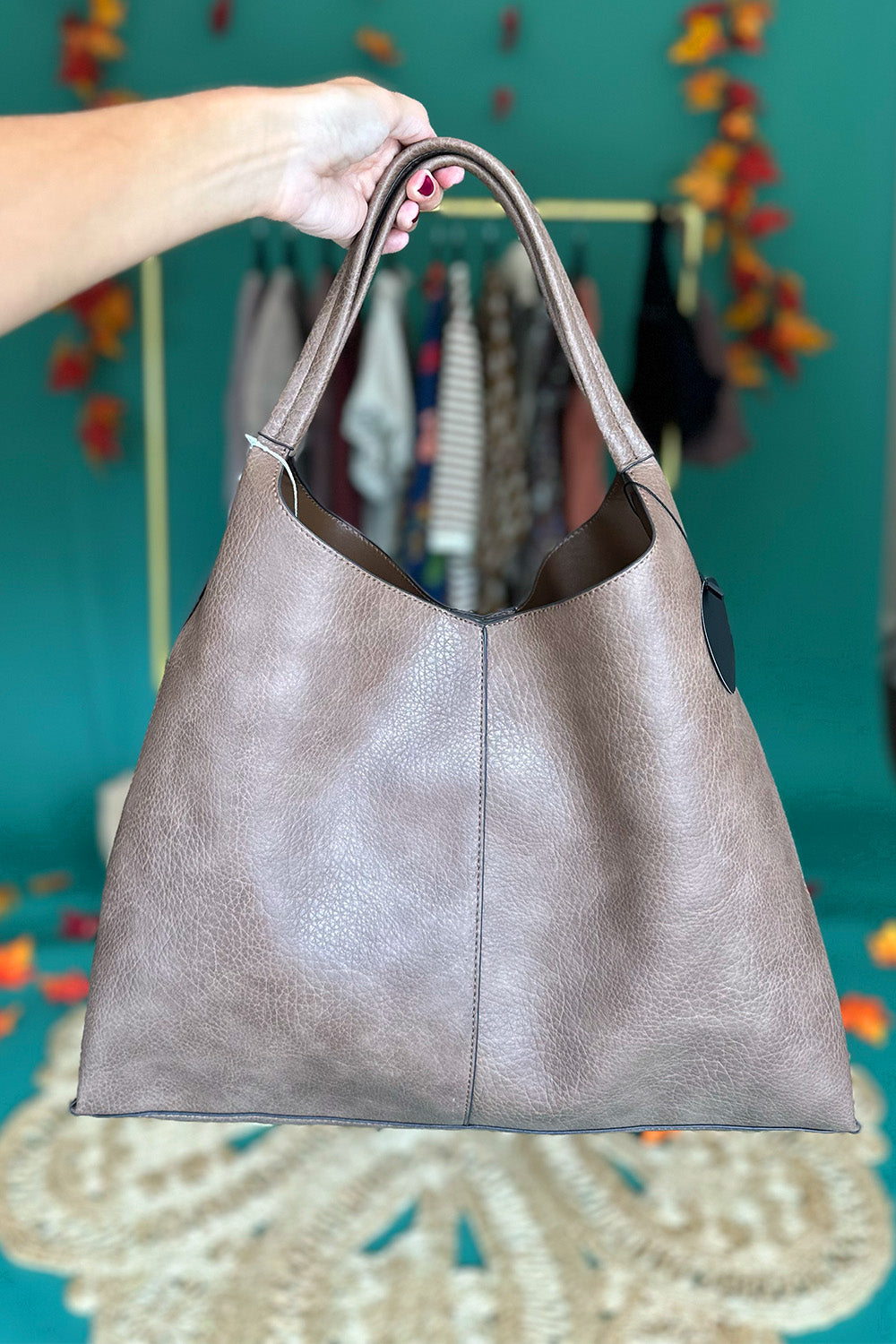 Faux Leather Slouch Tote