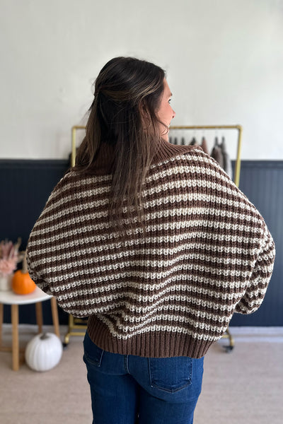 Brown and Cream Stripe Sweater Pullover