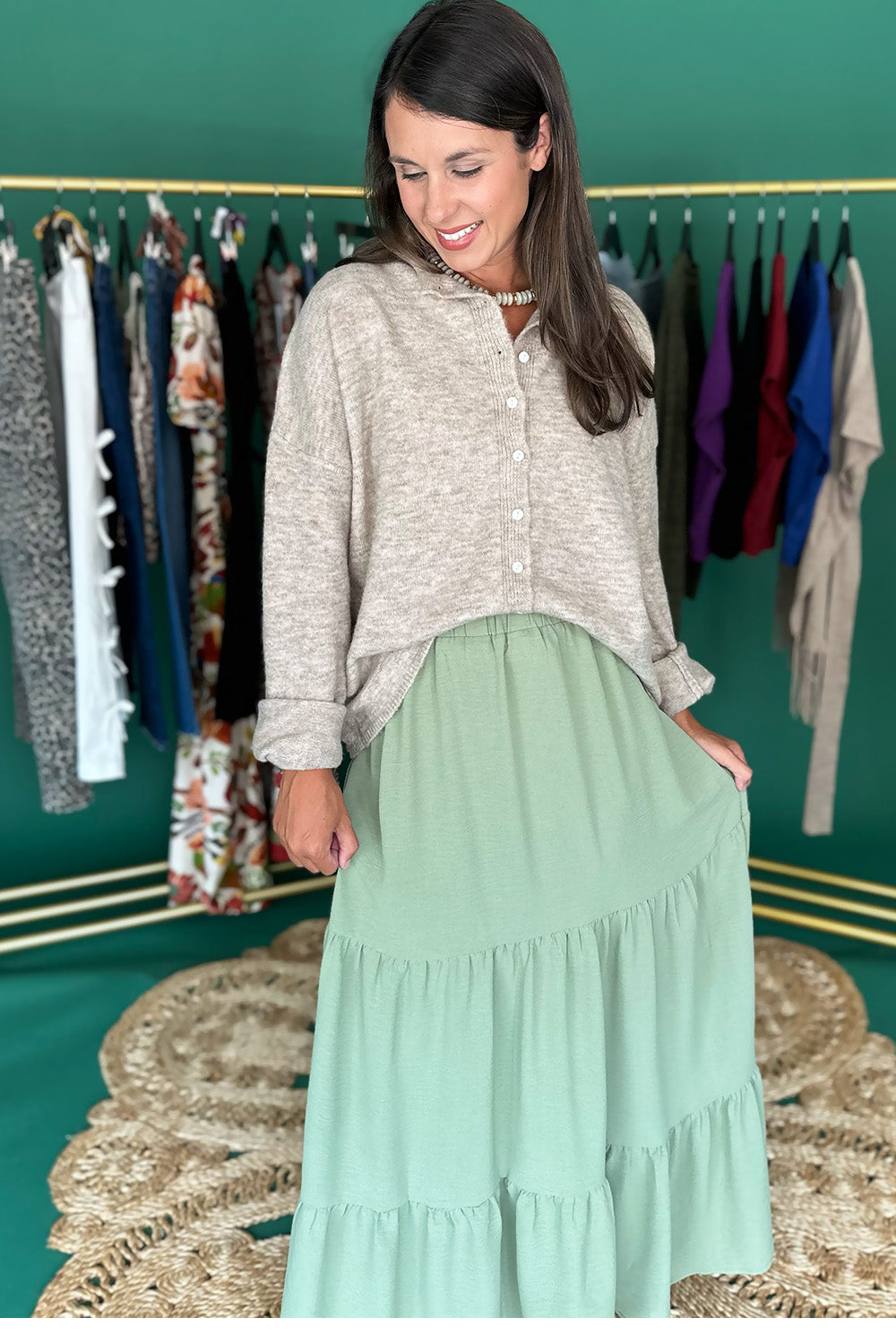 Button Front Cardigan Oatmeal