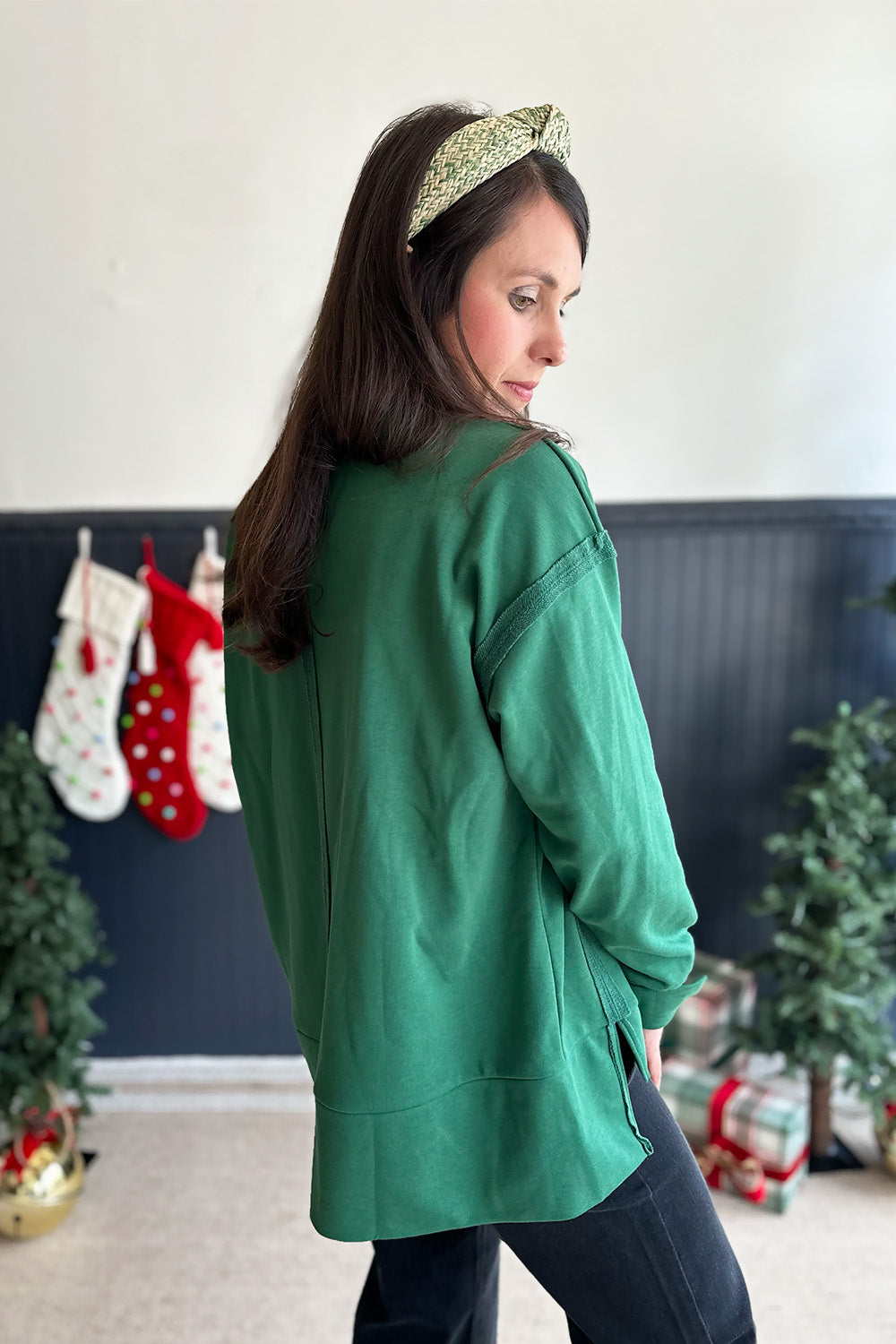 Green Sequin Candy Cane Sweatshirt