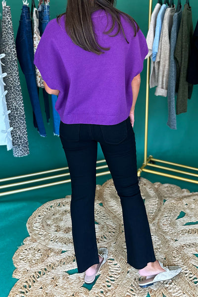 Boxy Drop Shoulder SS Sweater Purple