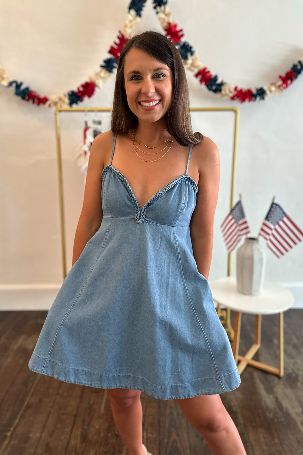 Denim Braid Detail Dress
