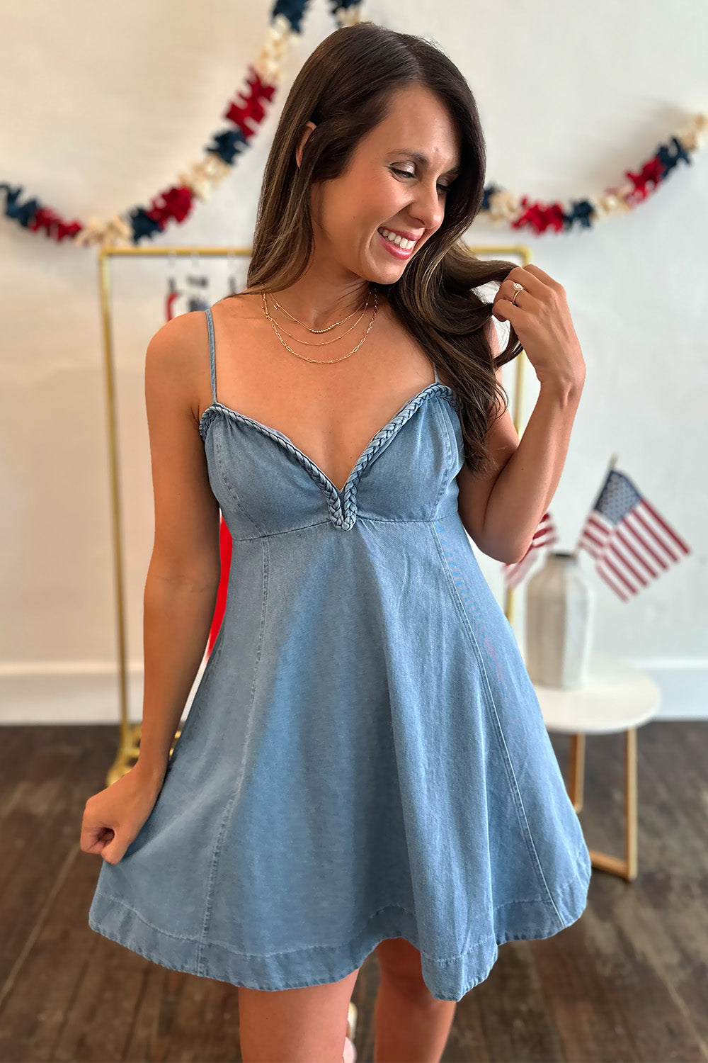 Denim Braid Detail Dress