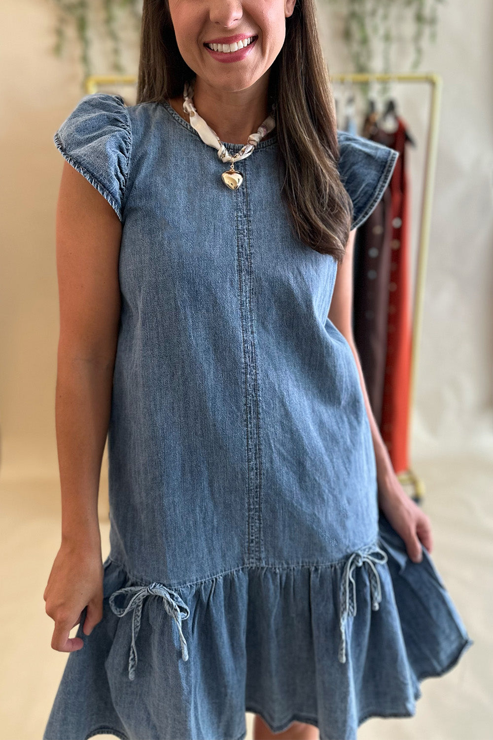 Denim Bow Detail Dress