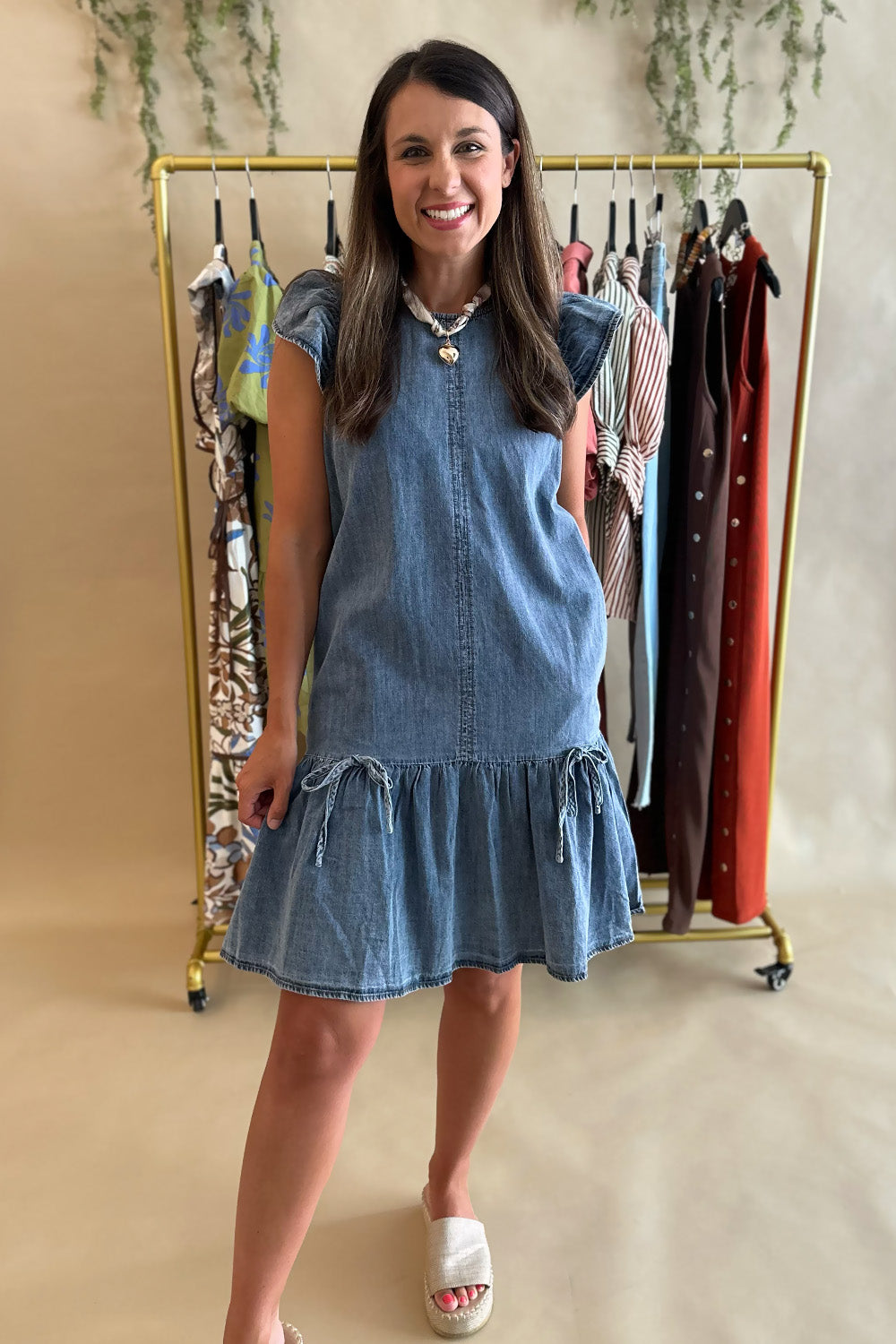 Denim Bow Detail Dress