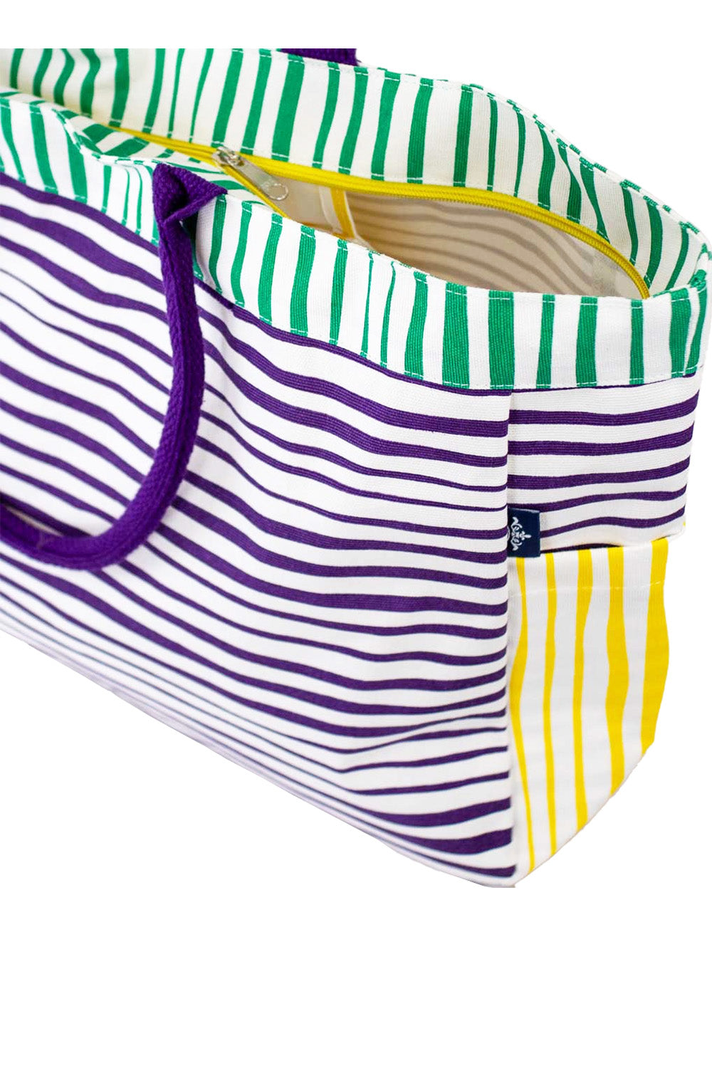 Purple Yellow Striped Tote Bag