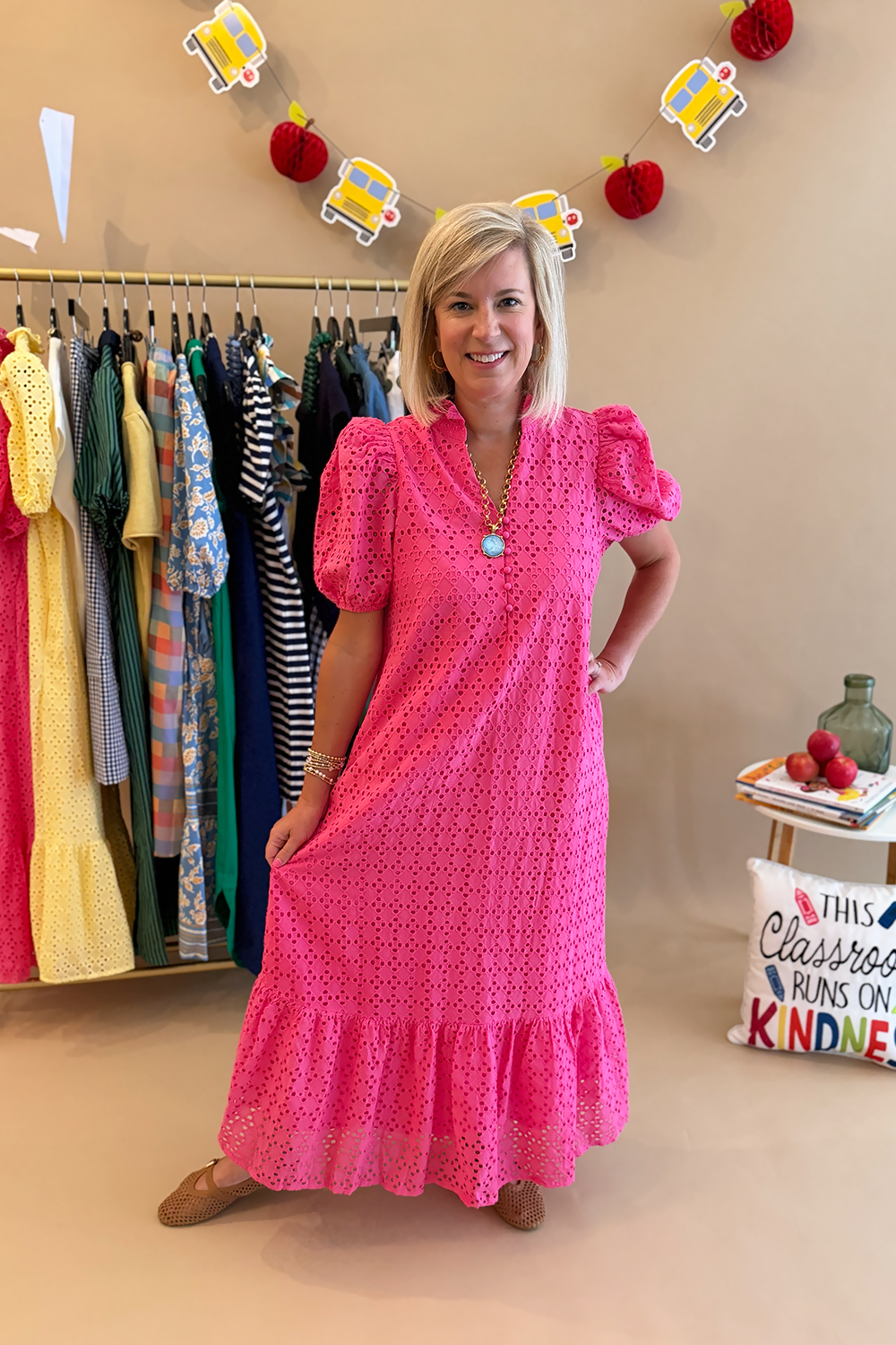 pink eyelet dress Button Midi ProductID: 109244 Color:Yellow / Lilac Floral Elegant Black Ruffle Tiered