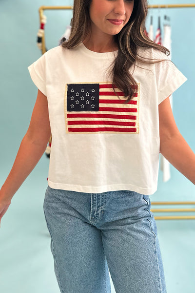 Cropped American Flag Tee