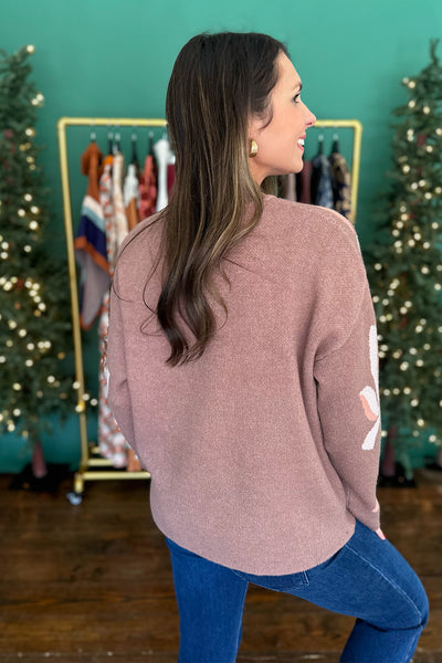 Mocha Floral Wide Sleeve Sweater