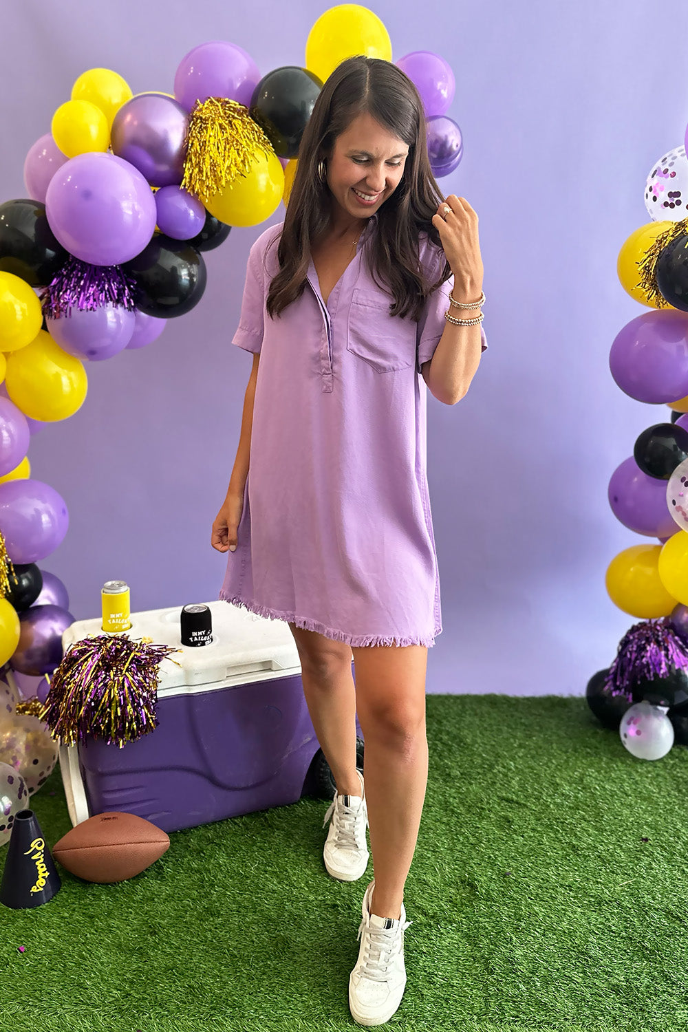 Washed Denim Shirt Dress Lavender