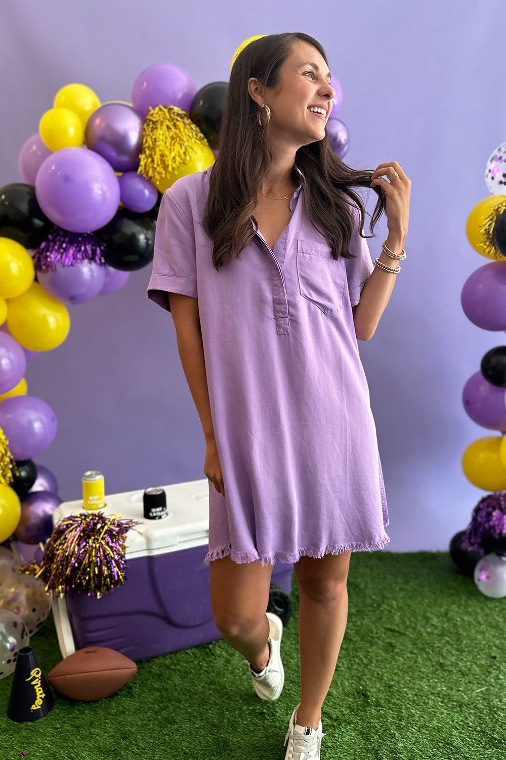 Washed Denim Shirt Dress Lavender