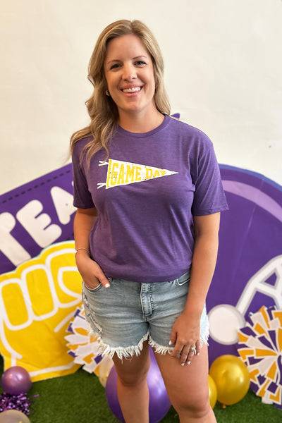 Purple Game Day Pennant Tshirt