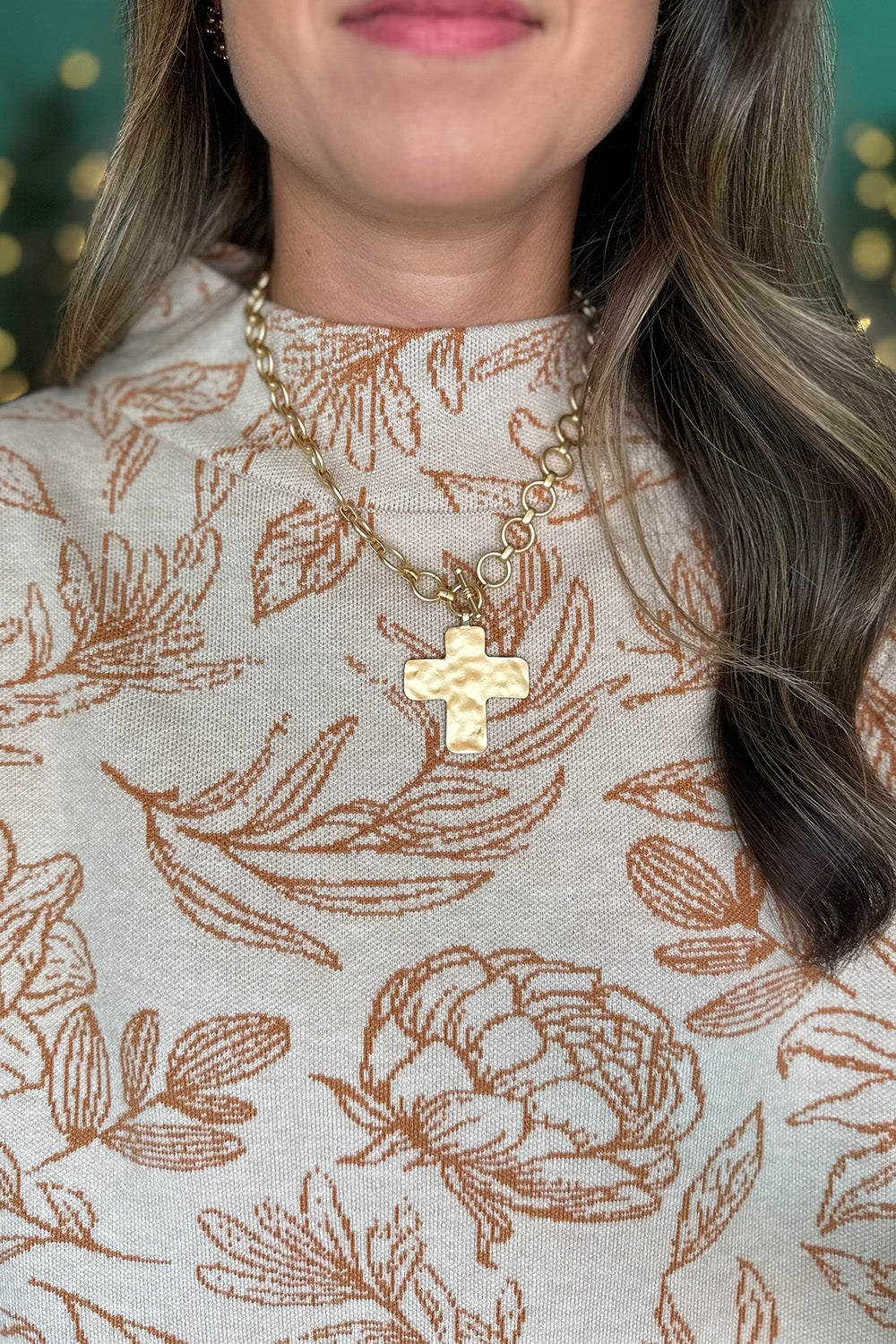 Gold Chain Necklace with Cross Charm