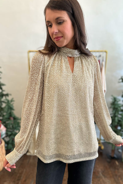 Metallic Gold High Neck Blouse