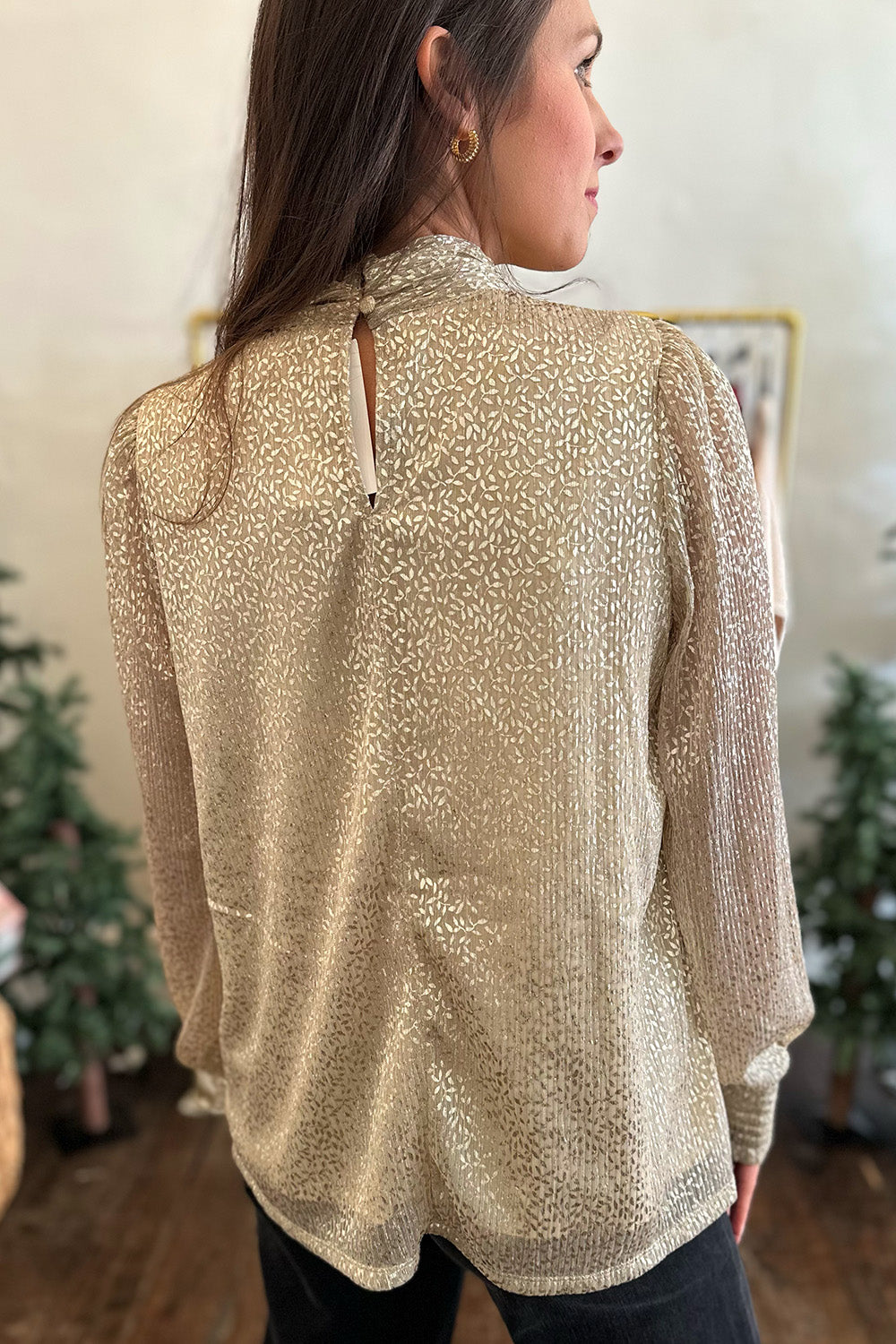 Metallic Gold High Neck Blouse